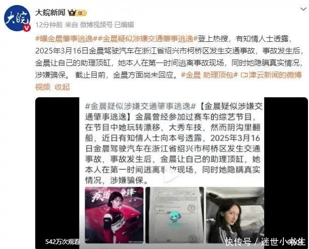 原創著名女星金晨逃逸頂包疑雲：明星光環之下，法律底線不容僭越