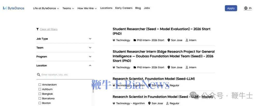 字節跳動在美國組建人工智慧團隊，計劃招聘100多人