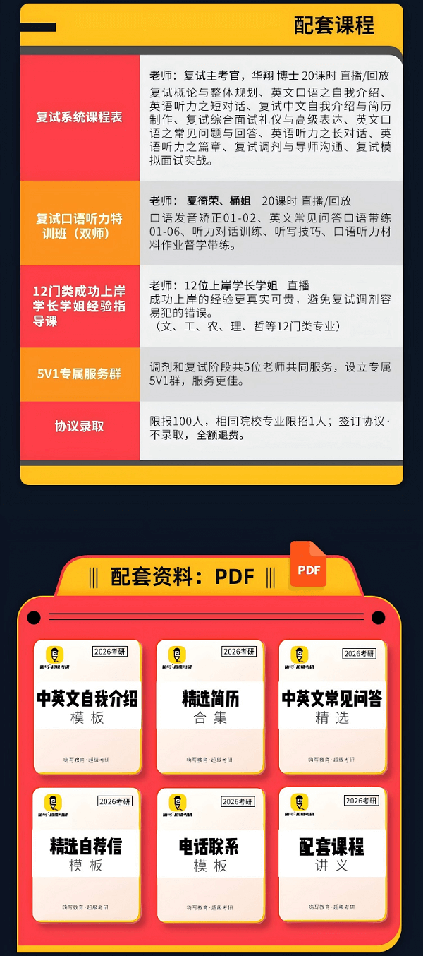 【簽訂協議·不過全退】2026考研複試一志願&調劑錄取班，雙重保障直達錄取！