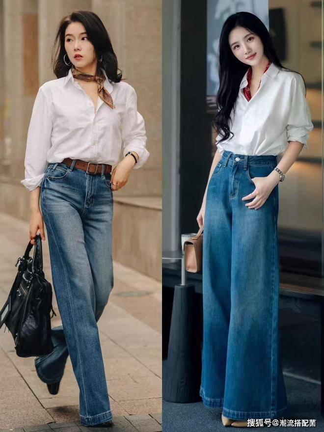 原創今年春天流行的“闊腿褲”，這樣穿時髦減齡又高階，趕快收藏起來