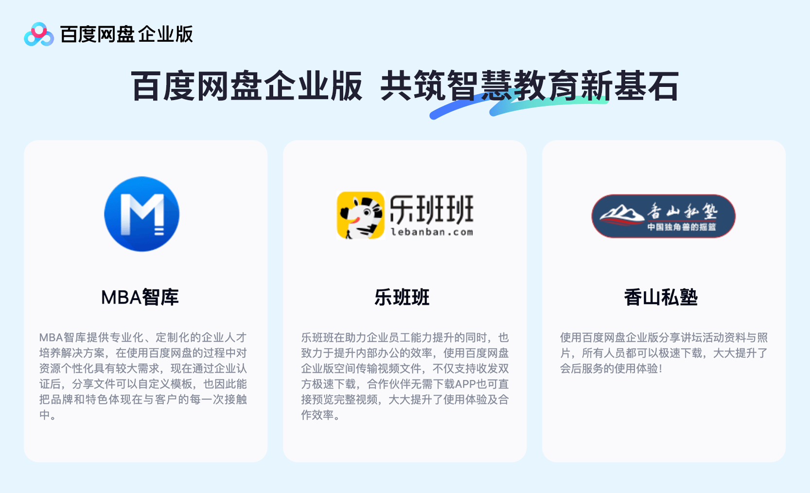 百度網盤企業版推出“智慧教育一體化解決方案” ，破解教育數智化落地難題