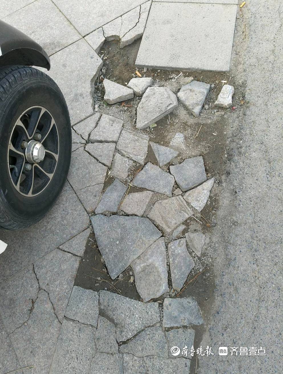 情報站·隨手拍|濟南濟陽一公園廣場多處地板破損，市民盼修復