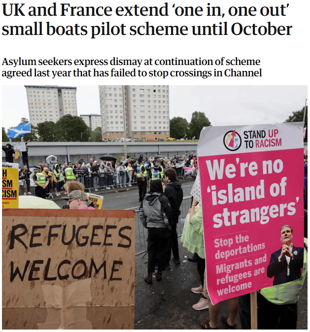 英媒：英法決定將限制非法移民的 “一進一齣”試點政策延長至十月